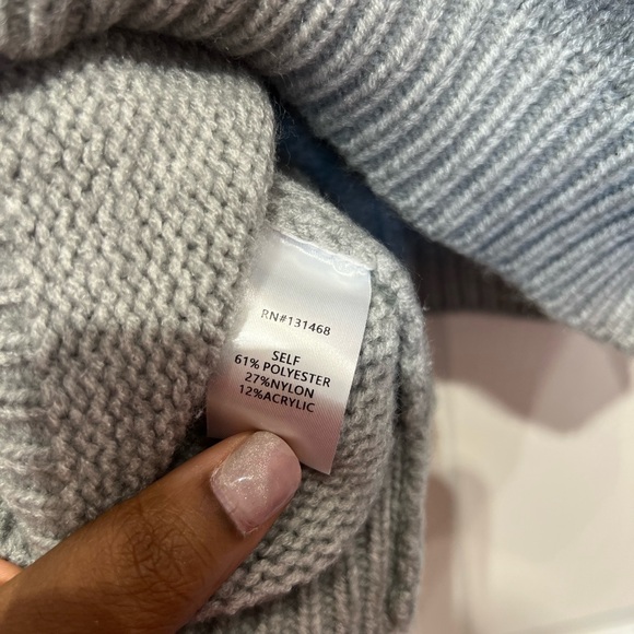 Gray Cable Knit Sweater with Pearl Accents - Picture 3 of 5